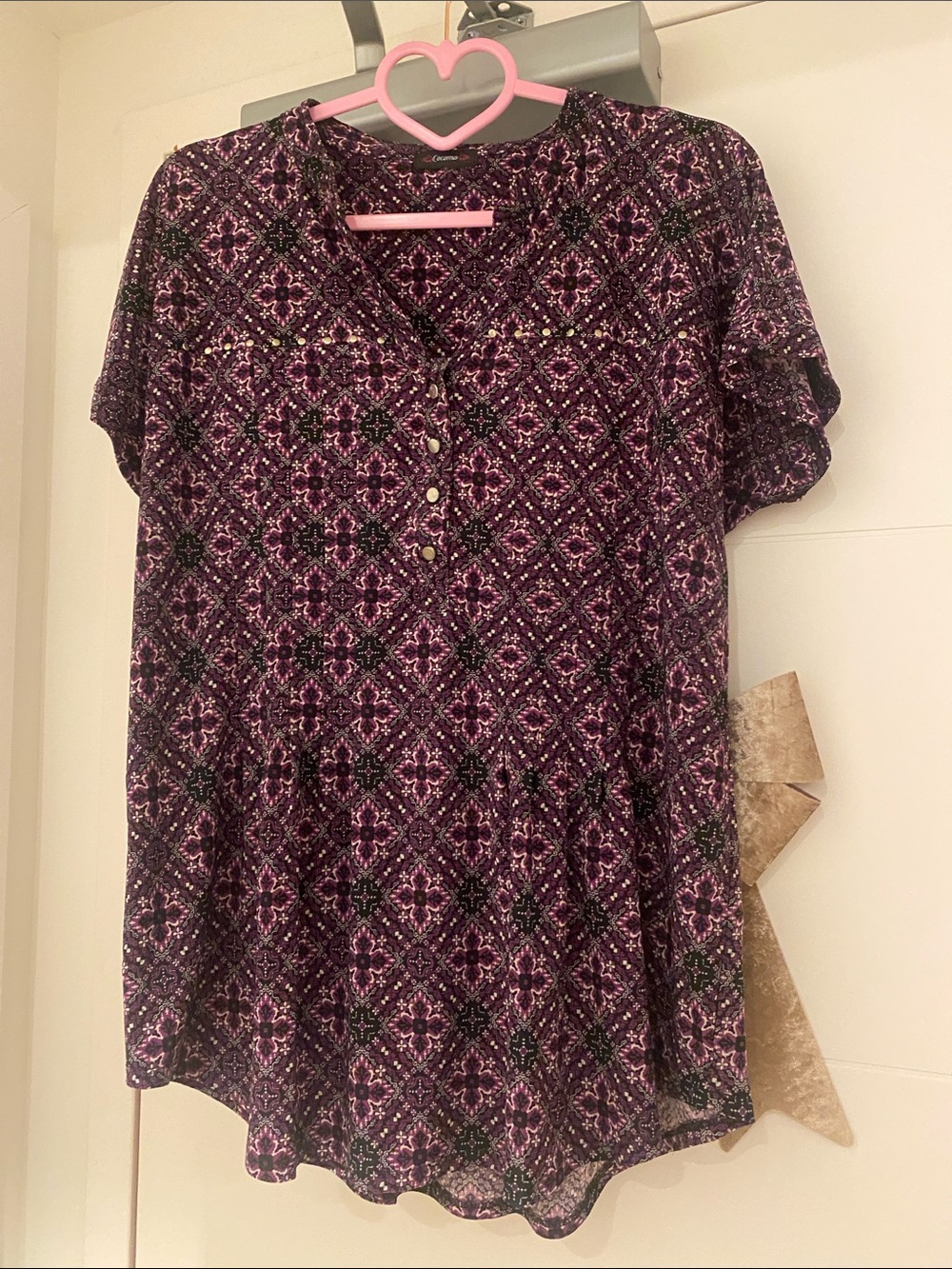 💕Cocomo Purple Printed Short Sleeve Peplum Top💕